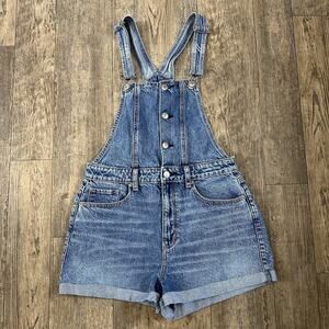 American Eagle MOM SHORTALL Size 6 Blue Jean Denim Bib Shortie Shorts Overalls